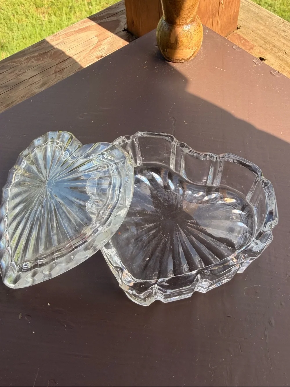 Heart Shaped Clear Glass Trinket Box
